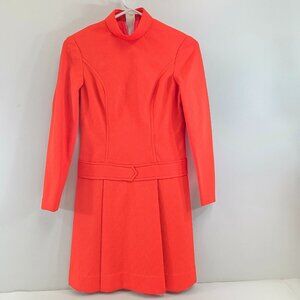 Vintage Handmade Orange Mod Long Sleeve Dress